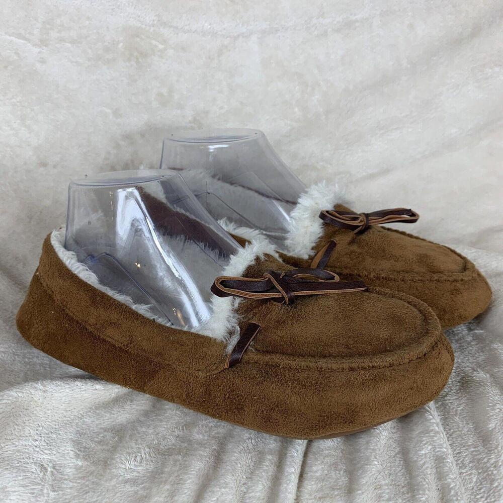 Just Be Womens 7/8 (M) Moccasin Slippers Warm Faux Fur Lined Comfortable Slip On